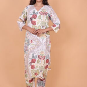 Floral Printed Cotton Dress – Elegant Ethnic Wear for Everyday & Festive