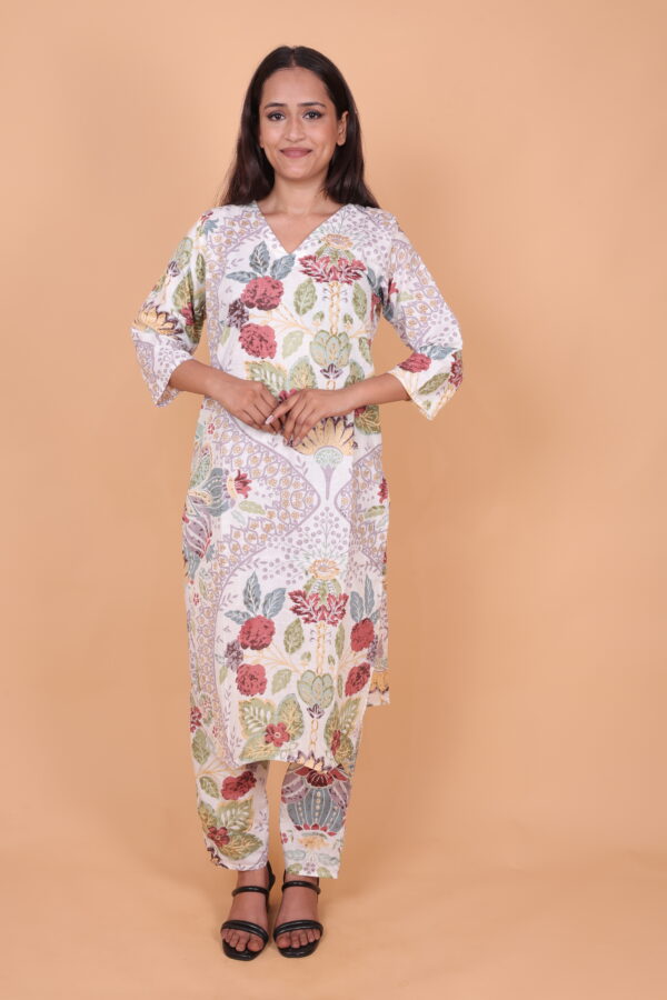 Floral Printed Cotton Dress – Elegant Ethnic Wear for Everyday & Festive