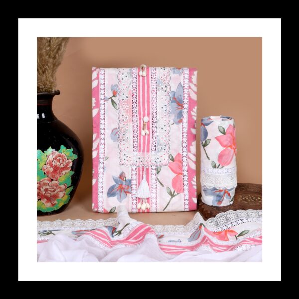 Women Pink and white unstiched suit best combination best for festivals and occasion - Image 5