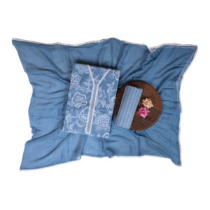 Women- Elegant Light ink blue unstitched suit with dupatta set