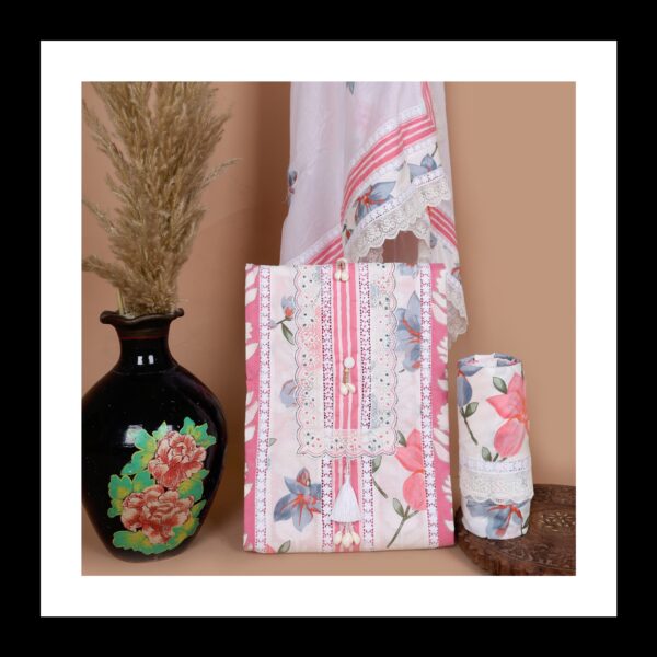 Women Pink and white unstiched suit best combination best for festivals and occasion - Image 6