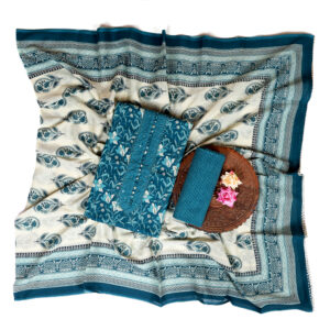 Women teal Blue Unstiched Suit with ruppata set