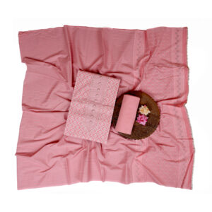 Blush Pink Embroidered Cotton Unstitched Suit Set for Women – Elegant Daily & Festive Wear Dress Material with Dupatta