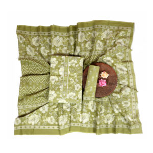Women-Olive Blossom Printed Unstitched Cotton Suit Set